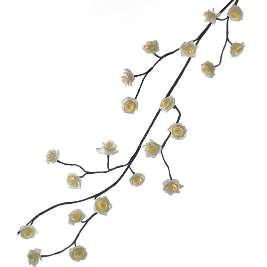 6' Green Garland with 48 Warm White Rose Lights | Kurt Adler