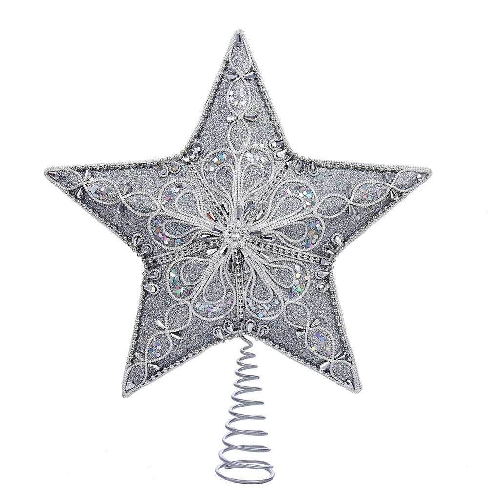 Kurt Adler Star Treetop, 13.5-Inch, Silver