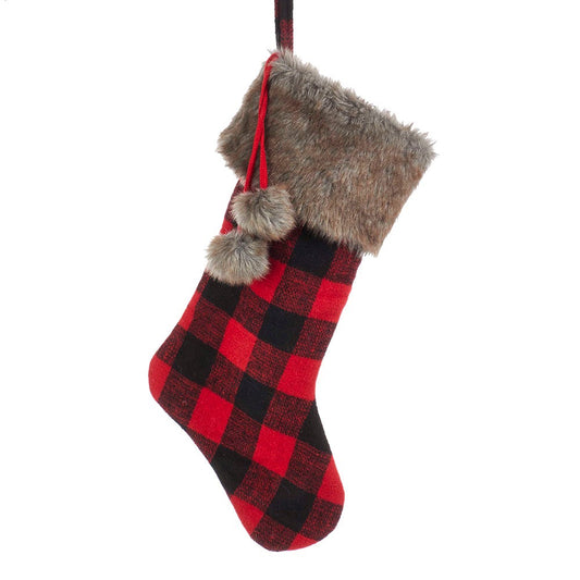 Kurt Adler SG0172 21" Fabric Plaid Stocking with Faux Fur Cuff