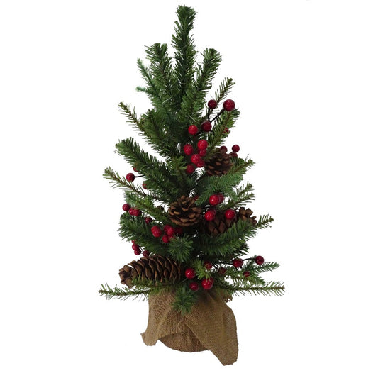Kurt S. Adler Red Berries & Pinecones 24" Miniature Christmas Tree in Burlap Base
