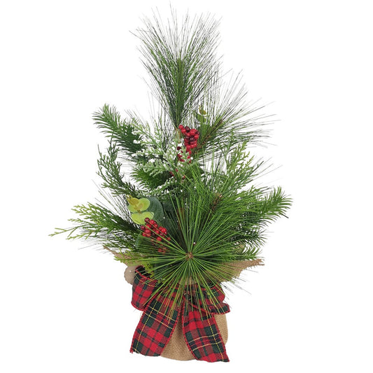 18-Inch Berries and Plaid Ribbon Green Tree