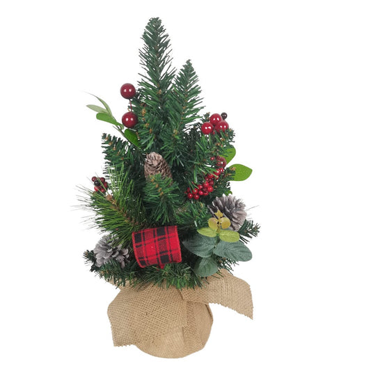 Kurt S. Adler Berries and Pinecone Ribbon Tree, 18-Inches, Green