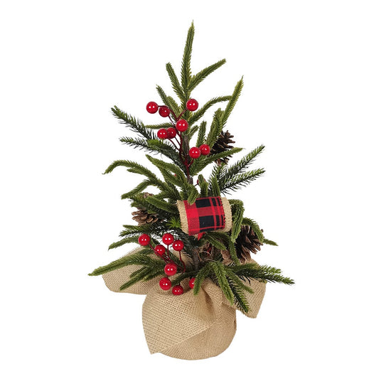 Kurt Adler 24-inch Unlit Berries & Pinecones Green Tree in Burlap Base
