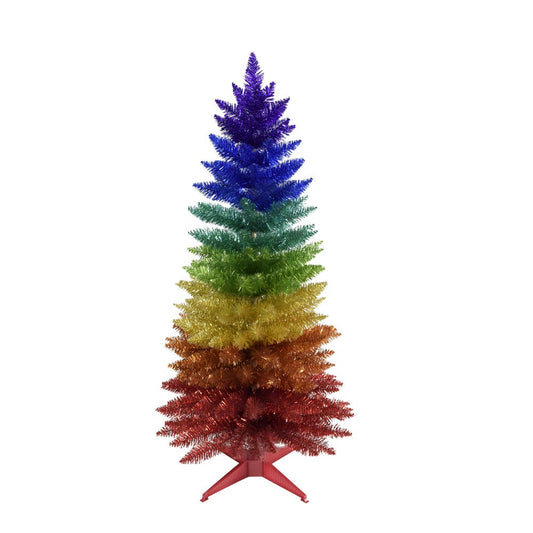 4' Foil Rainbow Tinsel Christmas Tree | Kurt Adler