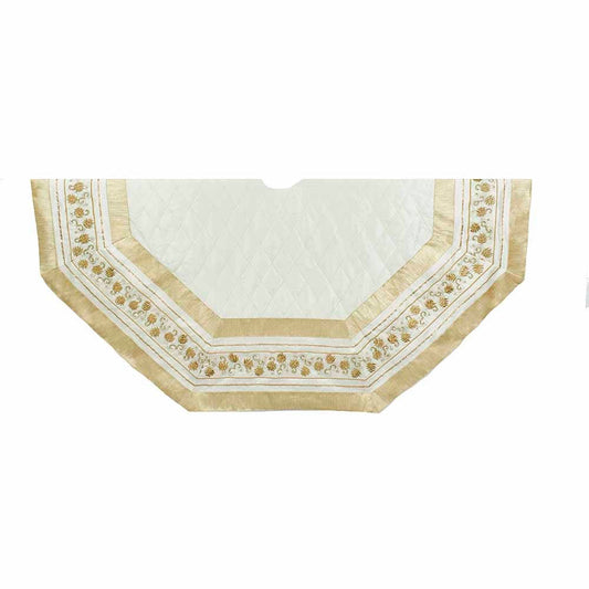 Kurt Adler TS0186 54" Ivory Treeskirt with Gold Pinecones