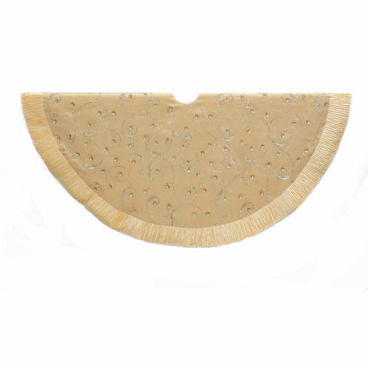 Kurt S. Adler TS0206 50" Gold Tree Skirt with Sequins and Swirl Pattern