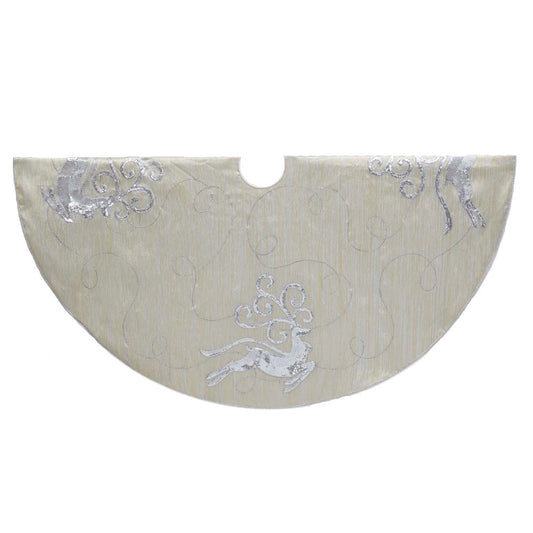 Kurt S. Adler 50" Light Gold with Reindeer Tree Skirt