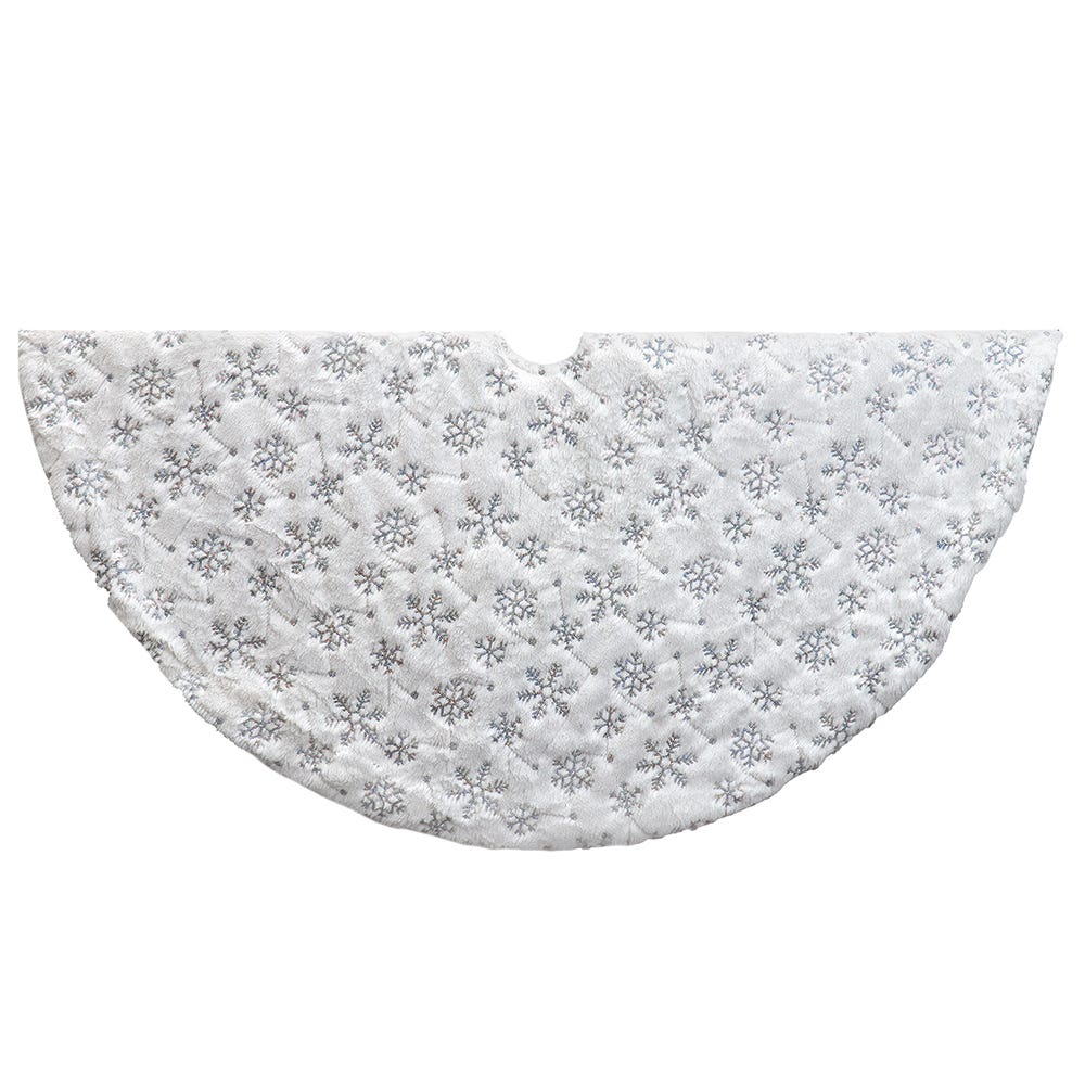 48" White Tree Skirt with Snowflakes | Kurt Adler