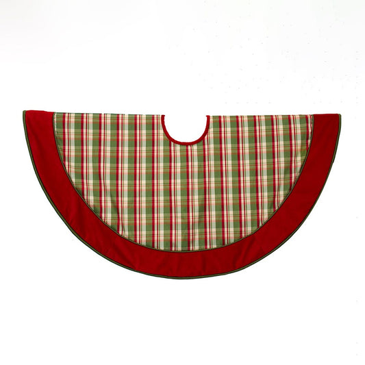 Kurt Adler 48-inch Dupion Plaid with Velvet Tree Skirt