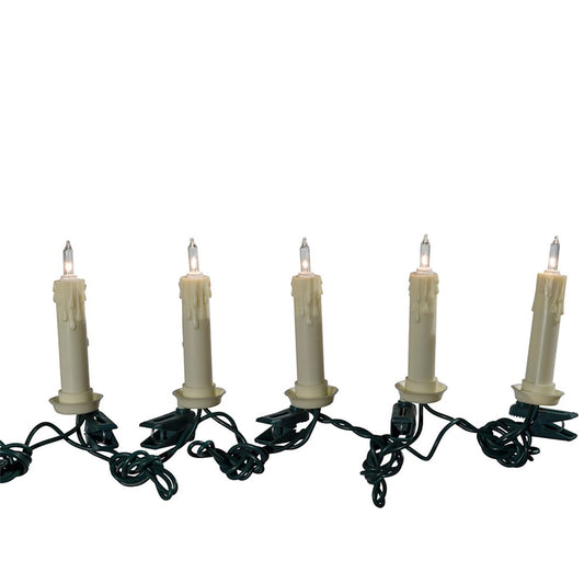 10-Light Clip-On White Candle Electric Light Set | Kurt Adler