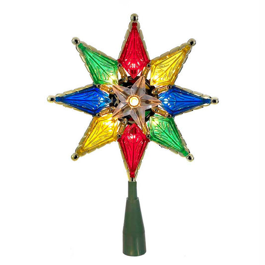 Kurt Adler 10-Light 8-Point Star Christmas Treetop, 8-Inch, Multi-Colored
