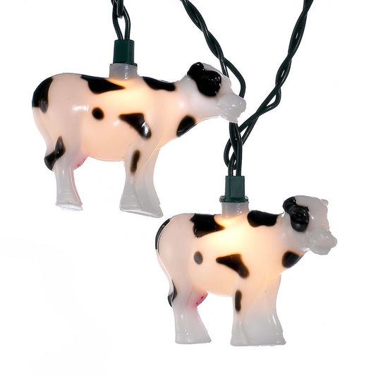 Kurt Adler 10-Light Cow Indoor/Outdoor Light Set