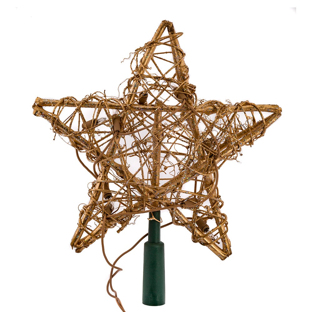 Kurt Adler 10 Light Indoor Rattan Gold Star Treetop