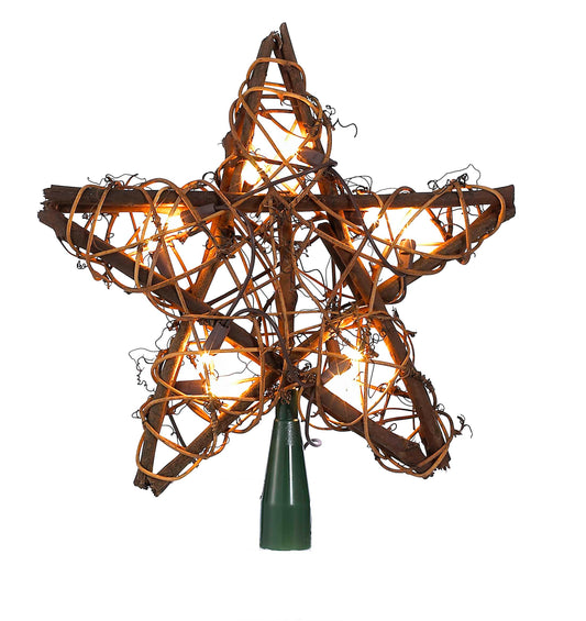 Kurt Adler UL1219/NAT 10 Light Indoor Rattan Natural Star Treetop