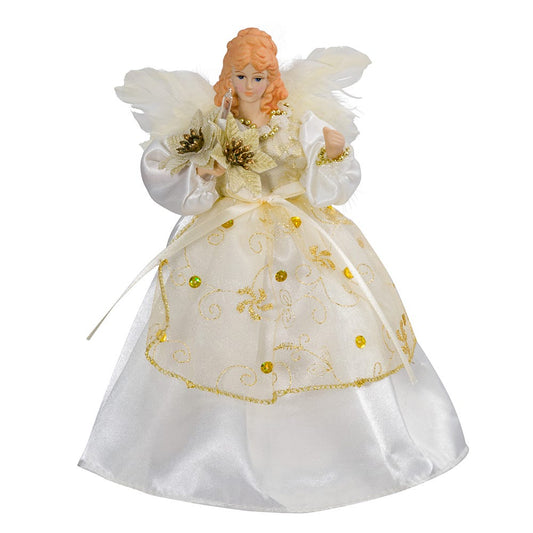 10-Light 9" Ivory/Gold Angel Tree Topper | Kurt Adler