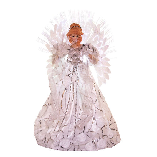 18" White/Silver LED Fiberoptic Angel Tabletop | Kurt Adler