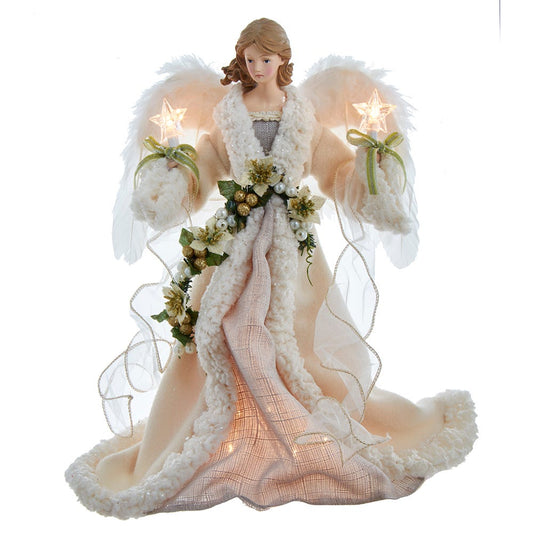 UL 10-Light 16" Ivory/Gray Angel Tree Topper | Kurt Adler