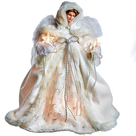 UL 10-Light 14-Inch White Angel Tree Topper