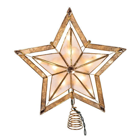 Kurt S. Adler Kurt Adler Light 10 5 Point Large Star with Smoke Capiz 2-Inch Thick Gold Paint Finish Treetop