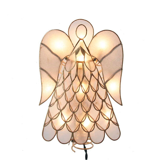 Kurt S. Adler 9.5-Inch UL 10-Light Capiz Angel Treetop Tree Topper, Multi