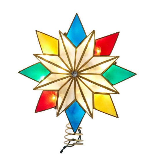 UL 10-Light 8-Point LED Multi-Color Capiz Tree Topper | Kurt Adler