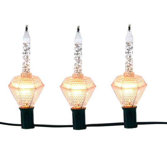Kurt S. Adler 7-Light Silver Glitter Diamond Bubble Light Set