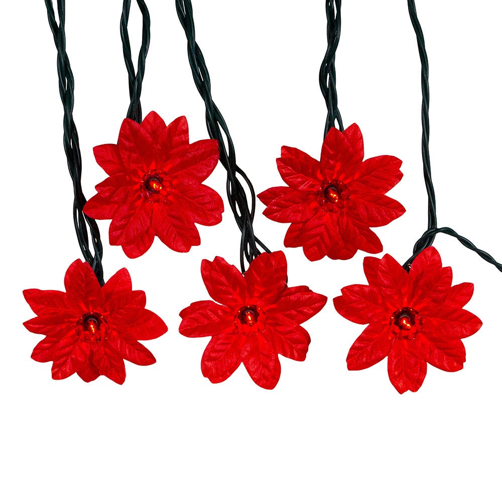 Kurt Adler 20-Light Red Poinsettia Light Set