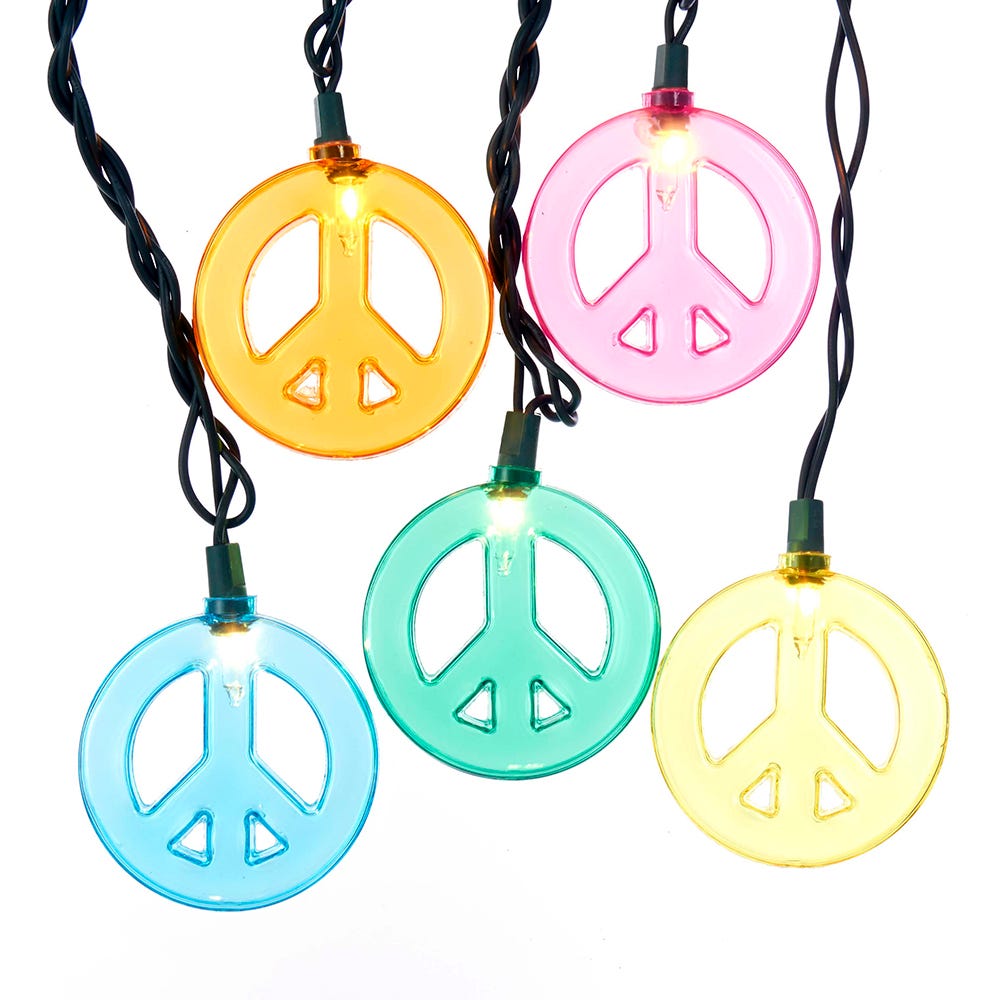 Kurt Adler 10 Multicolored Peace Sign Light Set