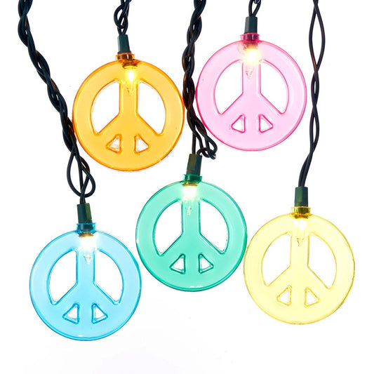 Kurt Adler 10 Multicolored Peace Sign Light Set