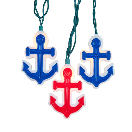 Kurt S. Adler UL 10 Red and Blue Anchor Light Set, 144-Inches