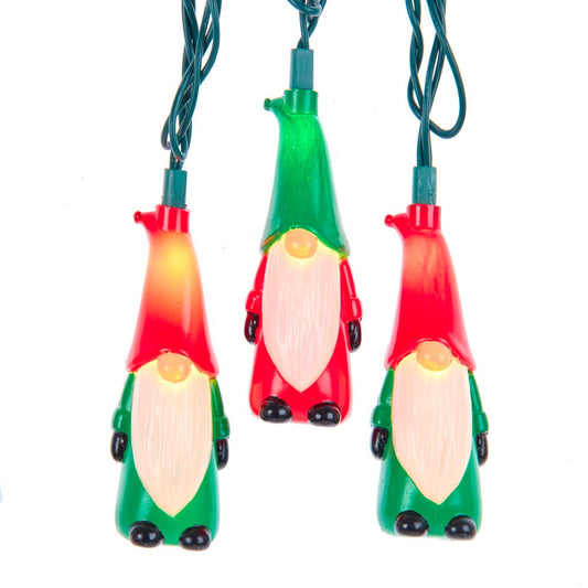 Kurt S. Adler UL 10 Red and Green Gnome Light Set, 144-Inches