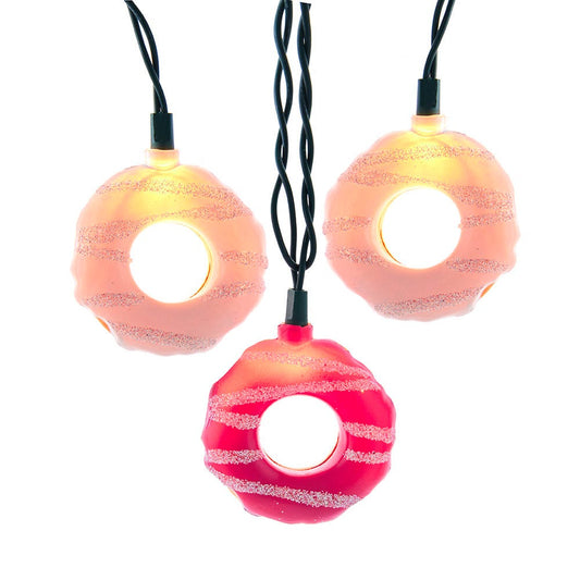 Kurt S. Adler UL 10 White and Pink Donuts Light Set, 144-Inches