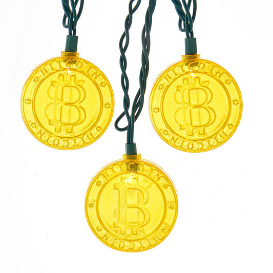 Kurt S. Adler UL 10 Bitcoin Light Set, 144-Inches, Gold