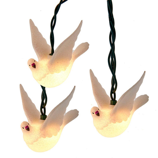 Kurt S. Adler UL 10 Glitter Dove Light Set, 144-Inches, White