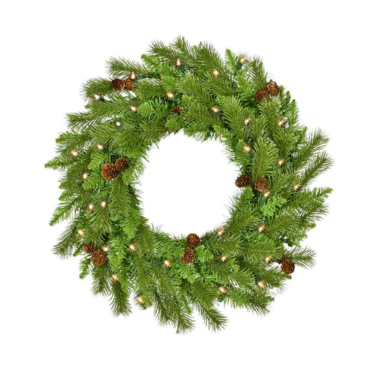 24" Pre-Lit Clear Incandescent Pinecone Wreath | Kurt Adler