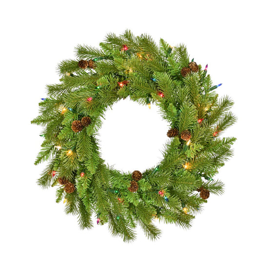 24" Pre-Lit Multi-Color Incandescent Pinecone Wreath | Kurt Adler
